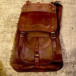 Vintage brown leather backpack